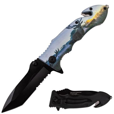 Tiger Usa Trigger Action Knife Deer Buck Tanto