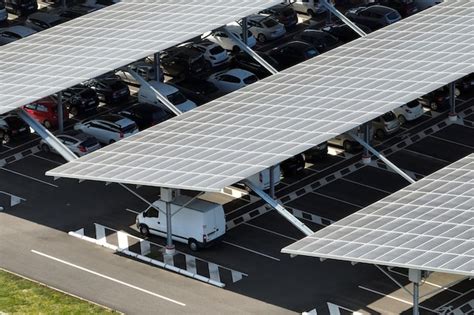 Premium Photo Aerial View Of Solar Panels Installed As Shade Roof