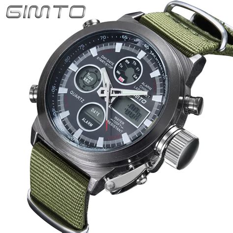 Hot Marque Gimto Quartz Num Rique Sport Montres Hommes En Cuir