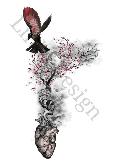 Rose Cherry Blossom Tree And Skull Waterslide Decal For Tumblers Etsy