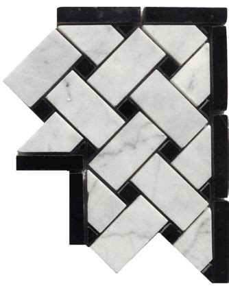 Carrara Carrera Venato Honed Basketweave Marble Mosaic Corner