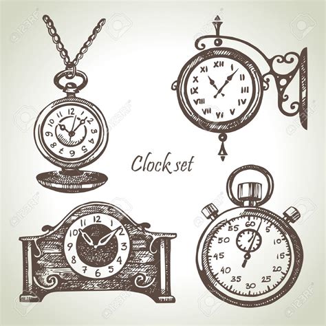 Dibujado A Mano Set De Relojes Y Relojes De Pulsera How To Draw Hands Drawing Set Clock