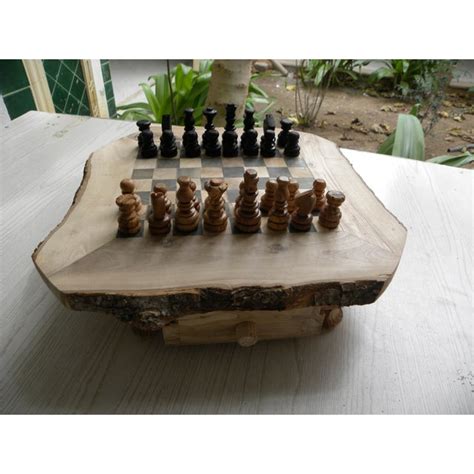 Handmade Chessboard Natural Olive Wood Chess Set Board With Rustic