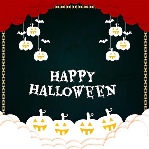 Feliz fiesta de halloween con calabazas y publicación de nuevo diseño