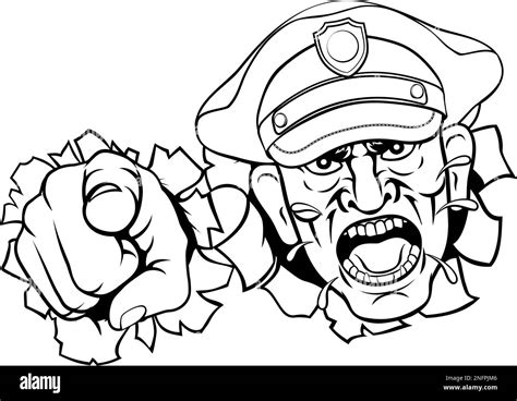 Illustration Cartoon Angry Policeman Cop Hi Res Stock Photography And