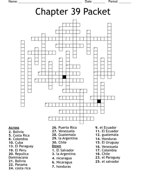 Chapter Packet Crossword Wordmint