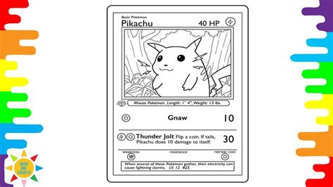 Pokémon Trading Card Coloring Pikachu 1st Edition Base Set Coloring