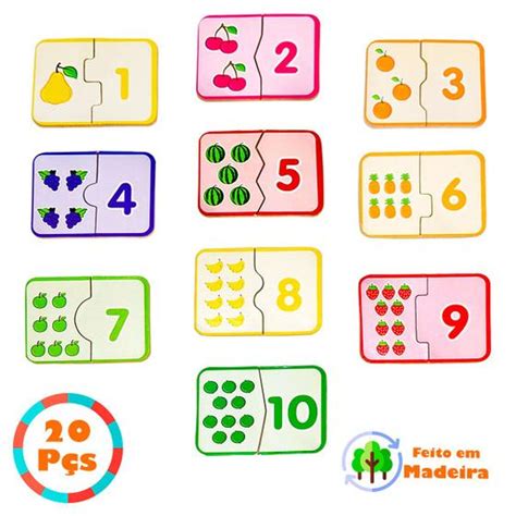 Jogo Dos Números - Quebra Cabeça Infantil Jogo dos Numéros 1 a 10 Brinquedo De Encaixe ...