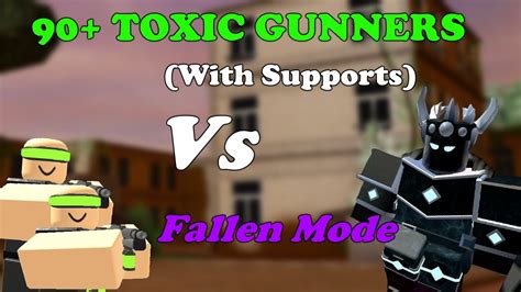 90 Toxic Gunners With Support Vs Fallen Mode Tower Defense Simulator Youtube