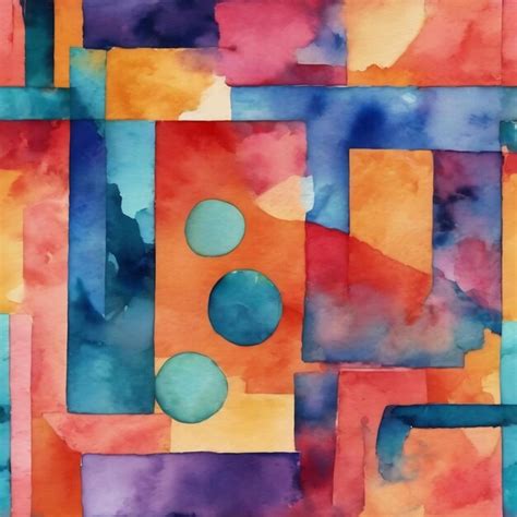 Premium Photo Abstract Watercolor Artwork Mixed With Buzzy Geometric