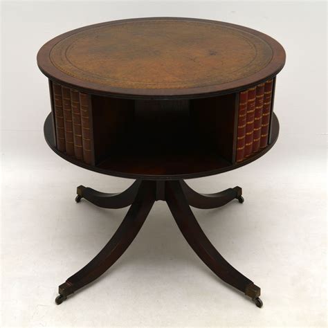 Antique Mahogany Leather Drum Table Marylebone Antiques