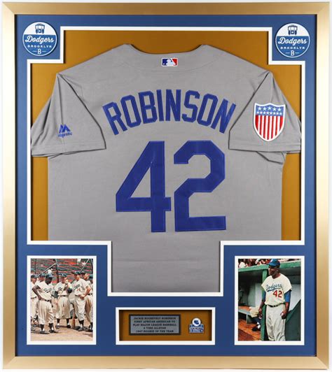 Jackie Robinson Dodgers 32x36 Custom Framed Jersey Display with 1955 ...