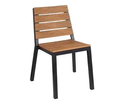 Riga Outdoor Side Chair - Metal Frame With Wood Effect Plastic Slats