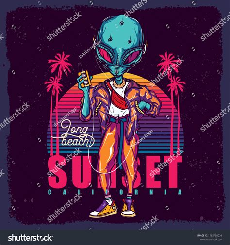 Vector Illustration Alien On Background Neon Stock Vector (Royalty Free) 1182758038 | Shutterstock