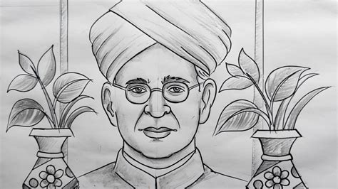 Dr Sarvepalli Radhakrishnan Drawing Easy From No 10 How To Draw Sarvepalli Radhakrishnan Youtube