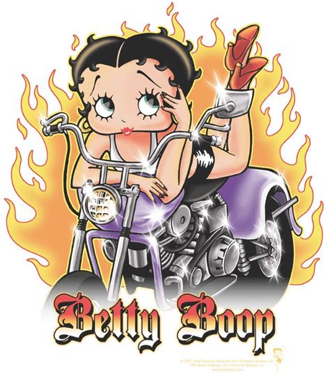 Betty Boop Biker Flames Boop Youth T Shirt Ages 8 12 Youth T Shirt