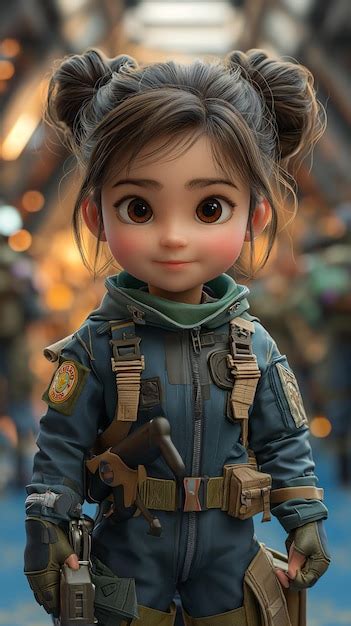 Un personnage de dessin animé 3D a l air petit sur un uniforme