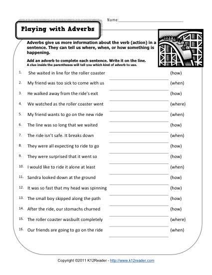 Playing With Adverbs Free Printable Adverb Worksheets