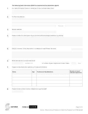 Fillable Online Miscellaneous Professional Indemnity Proposal Form