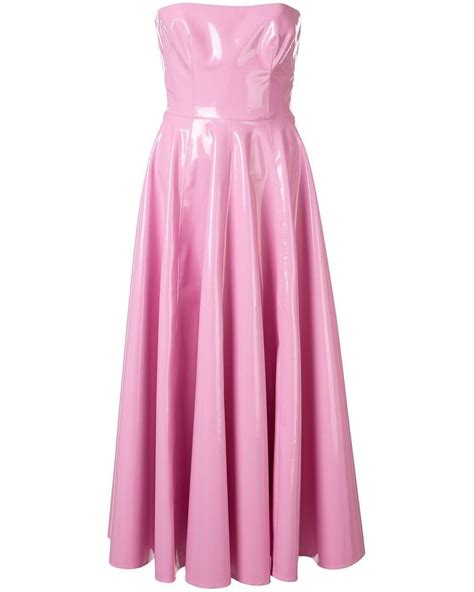 Alex Perry Powell A Line Vinyl Midi Dress In Pink Lyst