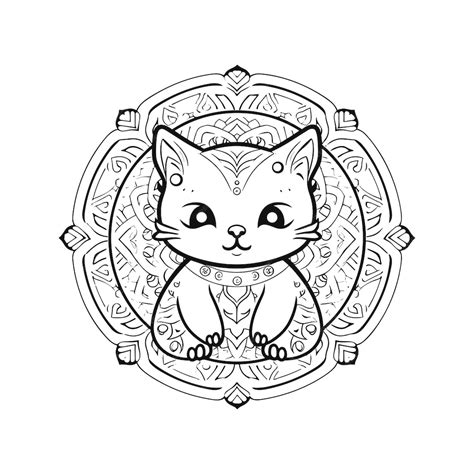 Premium Vector | Line art cat a black and white design