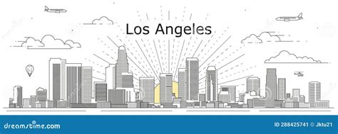 Los Angeles Cityscape Line Art Vector Illustration Stock Vector