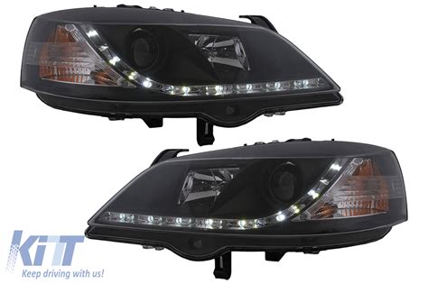 Led Drl Headlights Suitable For Opel Astra G Black