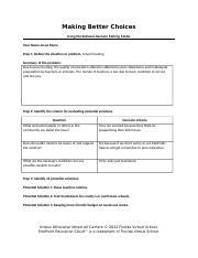 Making Better Choices Assignment Template Docx Making Better Choices