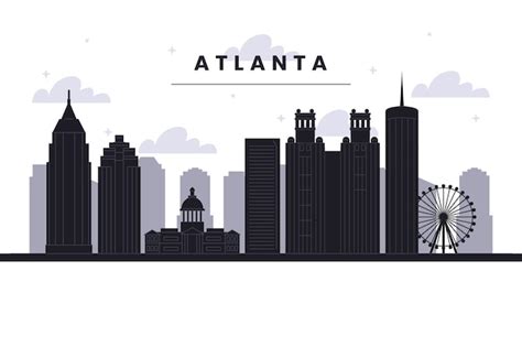 Silueta De Horizonte De Atlanta De Dise O Plano Vector Premium