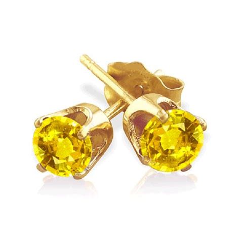 Yellow Sapphire Stud Earrings 14K Gold EBay