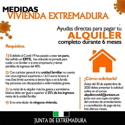 AYUDAS DIRECTAS AL ALQUILER DE VIVIENDA POR COVID 19 JUNTA DE EXTREMADURA