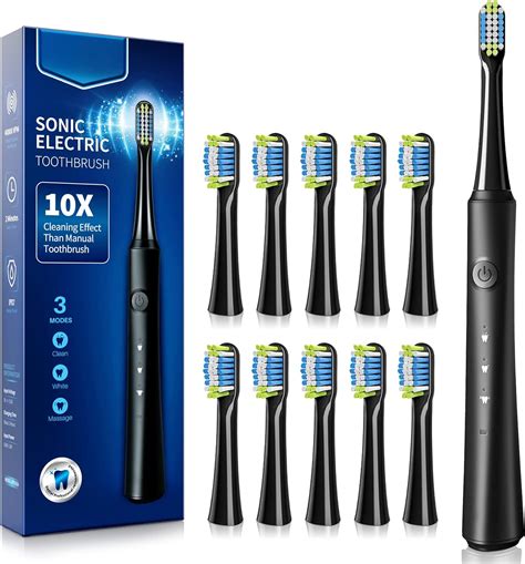 Fast Charging Sonic Electric Toothbrush with 10 Brush Heads, 40000VPM ...