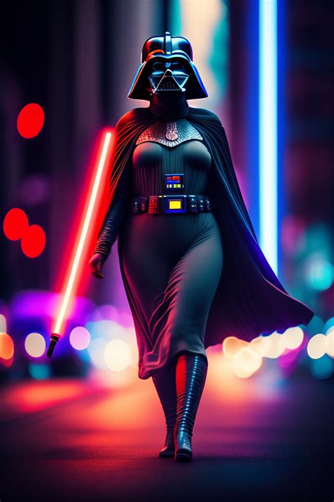 Lexica Lady Darth Vader Dancing In Street Hd Details Neon Light