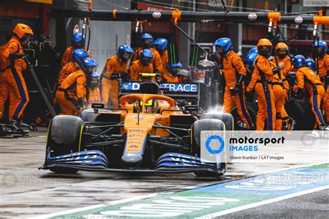 Lando Norris McLaren MCL35M Makes A Pit Stop Emilia Romagna GP