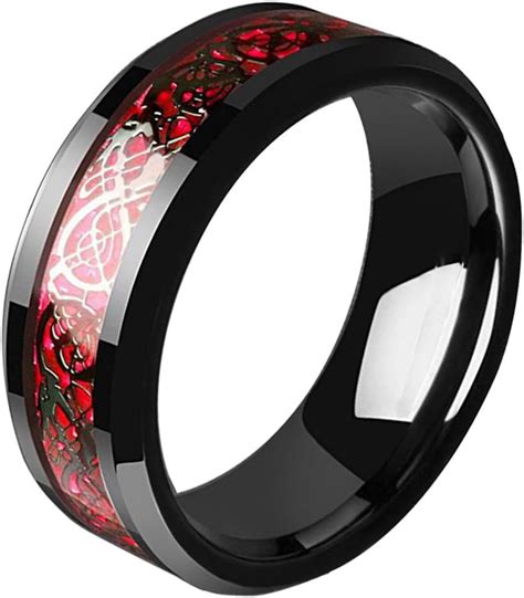 Anillo De Drag N Celta Negro De Fibra De Carbono Roja De Mm Para