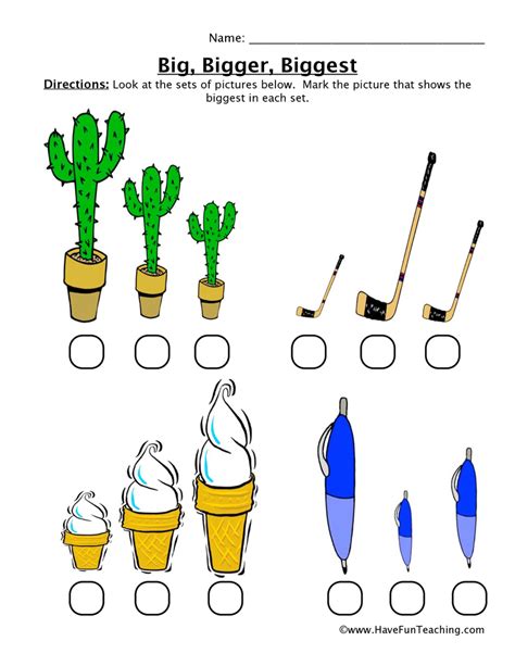 Big Bigger Biggest Worksheet - Have Fun Teaching