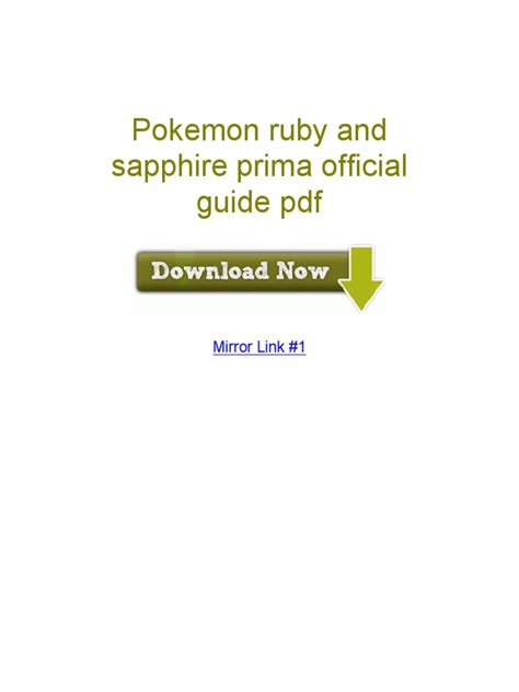 Pokemon Ruby And Sapphire Prima Official Guide Pdf Pdf Microsoft