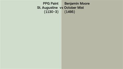 PPG Paint St Augustine 1130 3 Vs Benjamin Moore October Mist 1495