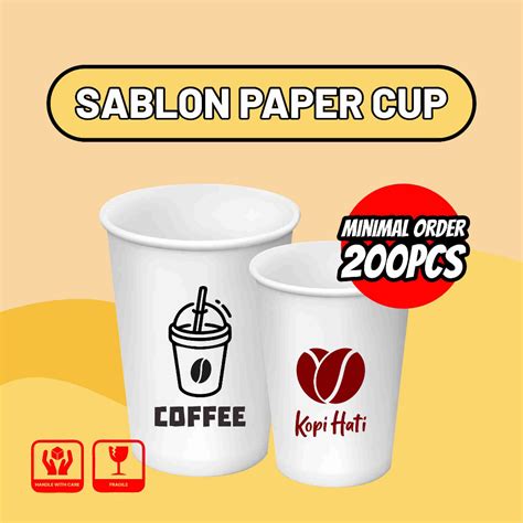 Jual Sablon Paper Cup Custom Hot Paper Cup 8oz 12oz Free Desain Shopee Indonesia