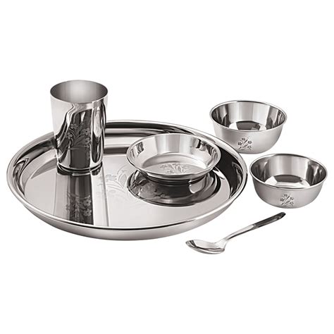 Neelam Stainless Steel Laser Etching Bhojan Set 6 Pcs