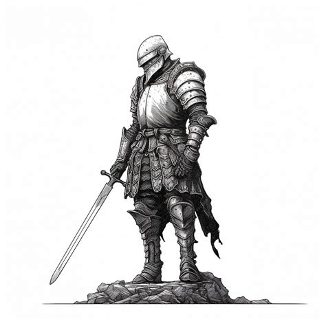 A drawing of a knight with a sword and shield | Premium AI-generated image