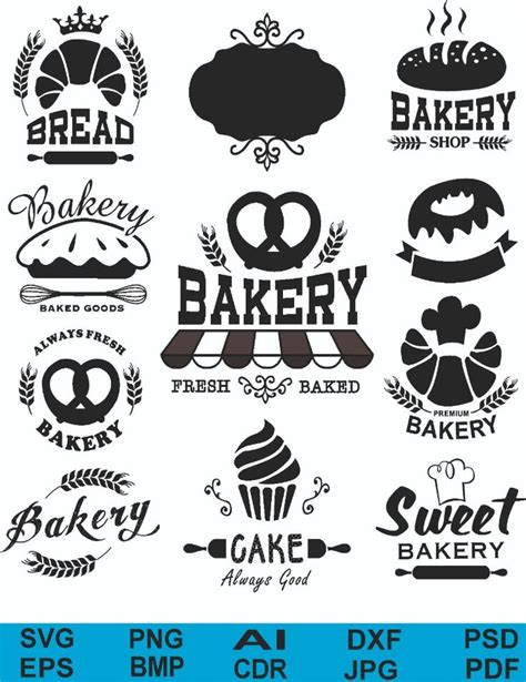 bakery logos, emblems and badges for any type of product or service in the store