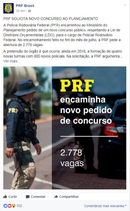 Concurso Prf 2017 2018 Solicitadas 2 778 Vagas De Policial Em Novo