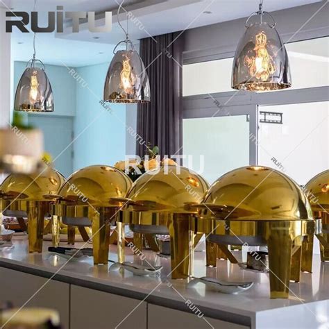 Hotsale Events Table Set Up Commercial Hot Pot Food Warmer Buffetware Stove Golden Circular