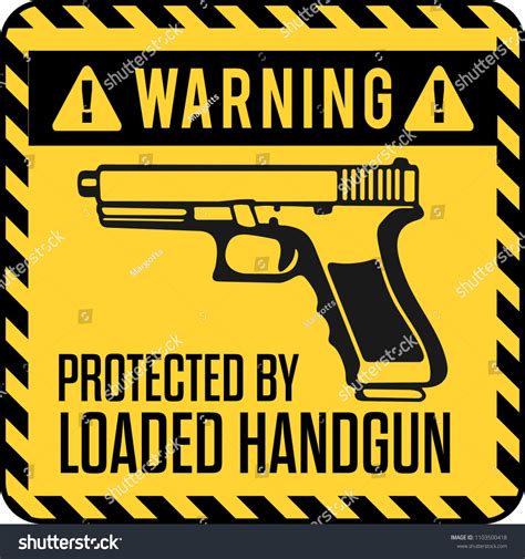 Funny Warning Sign Protected By Handgun Stock Vector (Royalty Free ...