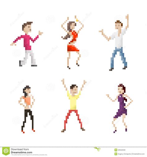 Pixel People Dancing And Posing