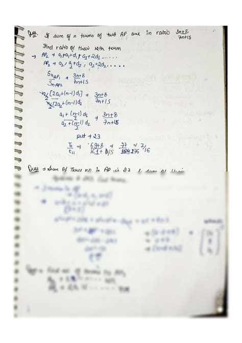 Solution Sequence And Series Mathematics Kota Handwritten Notes For