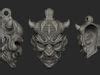 Hannya Oni Mask Pendant STL OBJ 3d Model For 3d Printing 3D Model 3D