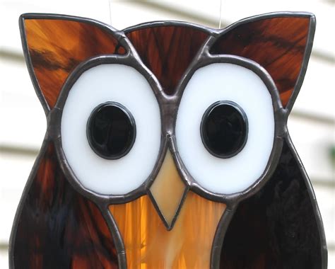 Owl Stained Glass Suncatcher Etsy