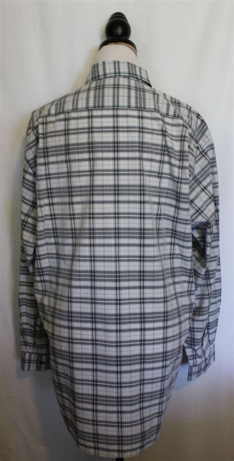 Sportscraft Mens Xl White Grey Check Plaid Cotton Long Sleeve Business Shirt Ebay